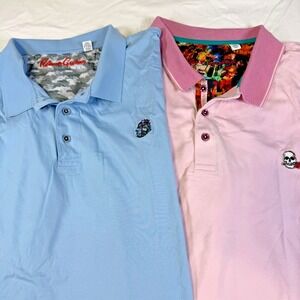 Lot of 2 Robert Graham Short Sleeve Polo Shirts Men's Size 3XL Msrp $196